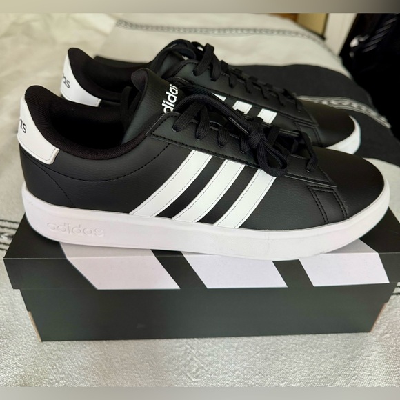 Adidas Men's Grand Court Black and White Sneakers - Picture 3 of 4
